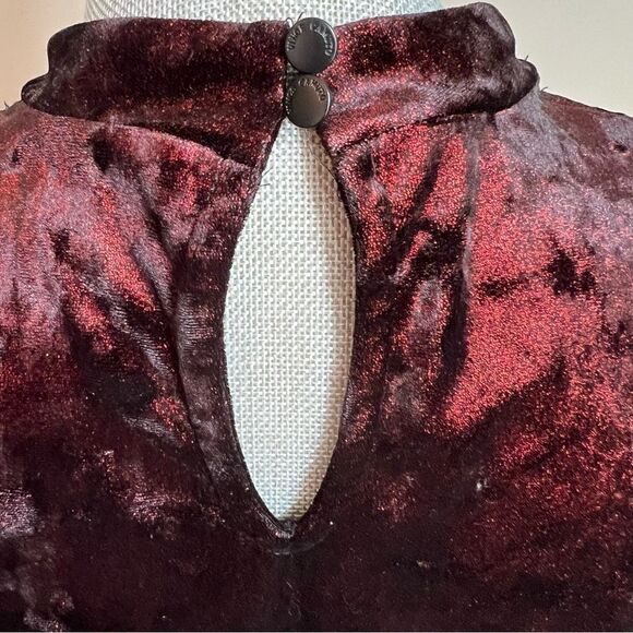 Vince Camuto Velvet Top Womens Small Burgundy Sleeveless Choker - Picture 7 of 9